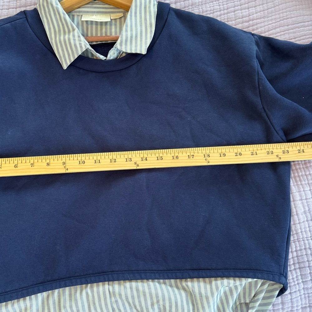 Maeve Layered Oversized Twofer Cotton Blend Sweatshirt, Size M - Picture 13 of 14